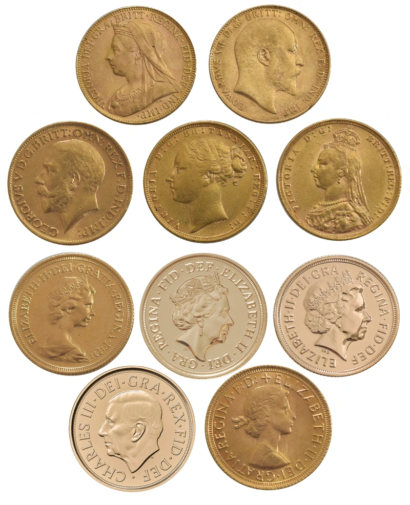 10 Pièces Souverains Or Portraits