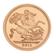 Pièce Souverain Or 2018 5ème Anniversaire Prince George Frappé le Jour en Boîte