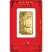Lingot d'Or de 1 Once PAMP 2021 Année du Bœuf