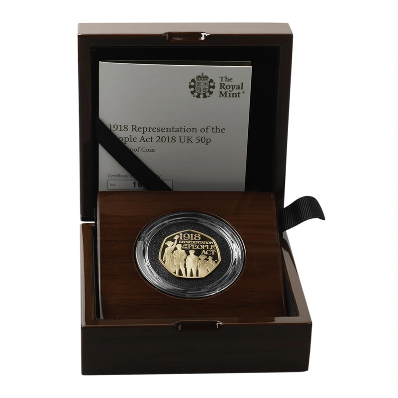 Pièce 50 Pence Or 2018 Representation of the People Act BE en Boîte