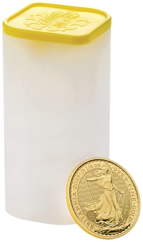 Tube of 25 2024 Quarter Ounce Britannia Gold Coins