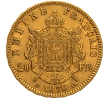 20 Francs Or Napoléon III Tête Laurée 1870 BB
