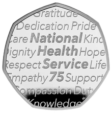Pièce 50 Pence Argent 2023 75 Ans de la NHS BE en Boîte