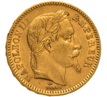 Pièce 20 Francs Or Napoléon III Tête Laurée 1865 A