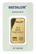 Lingot d'or de 50 grammes - Metalor