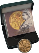Ecrin quintuple souverain en or £5 "Reine Victoria 100 ans de règne" - 2001
