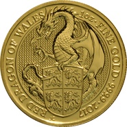 Collection Royal Mint Queen's Beasts en or de 1 once 2017 - Dragon Rouge