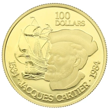 Pièce 100 Dollars Or Canadienne 1/2 Once 1984 Jacques Cartier en Boîte