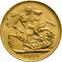 Pièce Souverain Or 1908 Édouard VII M