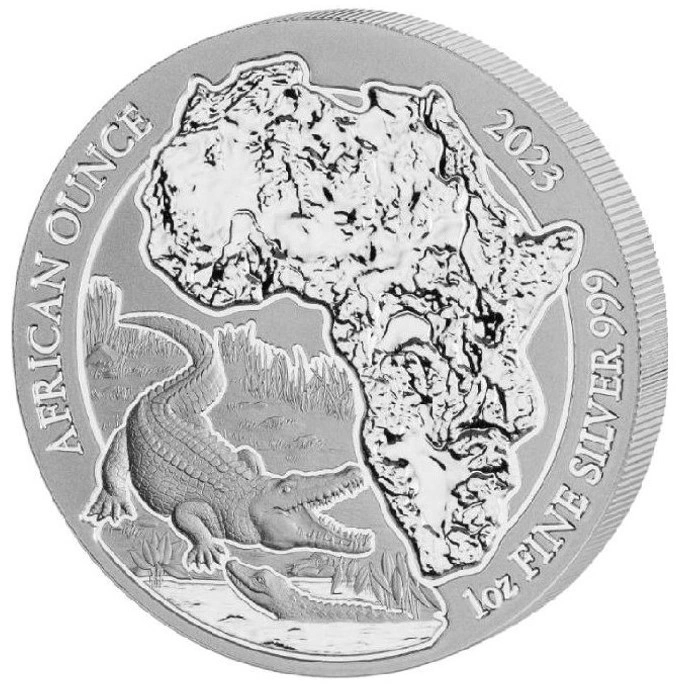 Pièce Africaine Crocodile Rwanda Argent 1 Once 2023