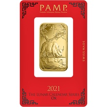 Lingot d'Or 1 Once PAMP 2021 Année du Bœuf