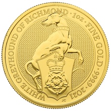 Collection Royal Mint Queen's Beasts Or 1 Once 2021 le Lévrier Blanc de Richmond