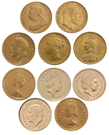 10 Pièces Souverains Or Portraits