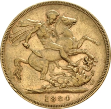 Pièce Souverain Or 1884 Victoria Tête Jeune Saint-Georges (M)