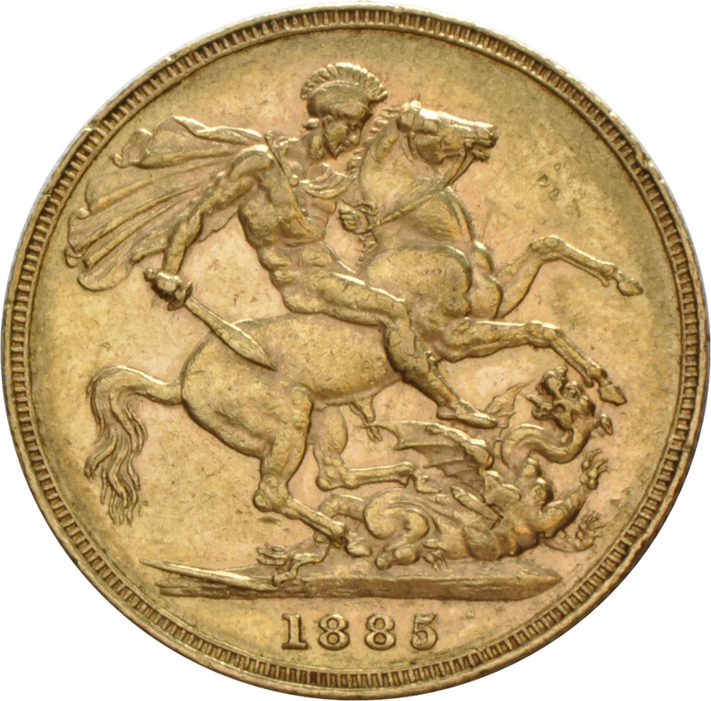 1885 Gold Sovereign Coin Queen Victoria Young Head Melbourne