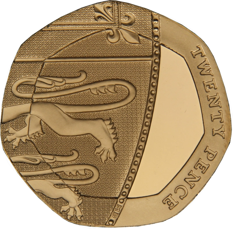 Pièce 20p Pence Or 2015 Pièce Royal Shield 5ème Portrait BE