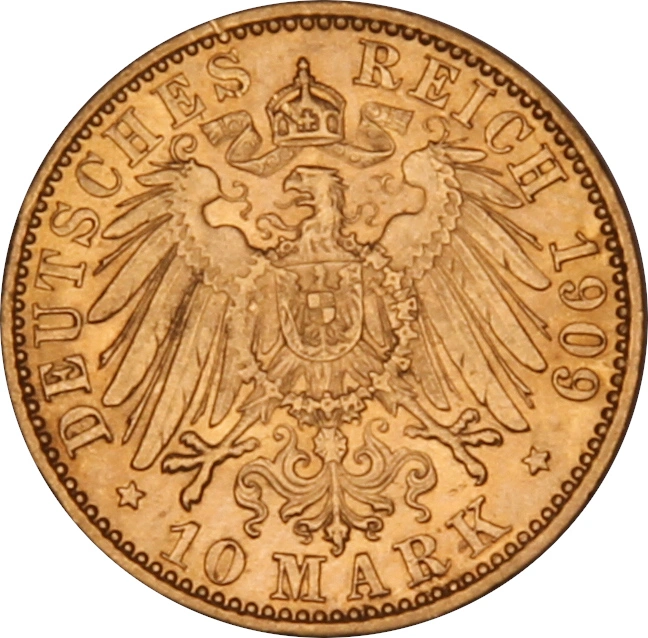 Pièce 10 Mark Or Allemand Wilhelm II 1890 à 1912