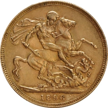 Pièce Souverain Or 1896 Victoria Tête Vieille Londres