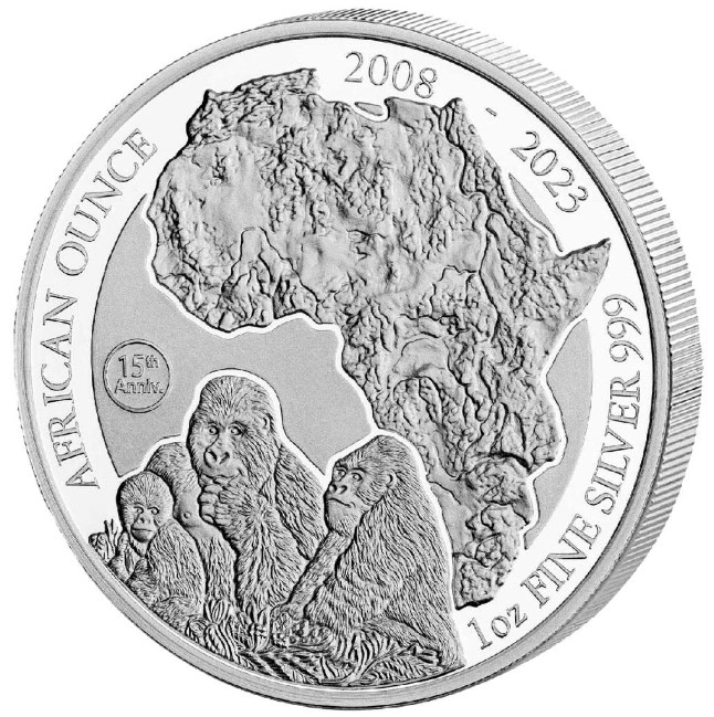 Pièce Africaine Gorilla Rwanda Argent 1 Once 2023