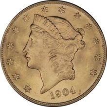 Pièce d'or de 20 $ à tête de liberté double aigle de 1904, San Francisco NGC MS64