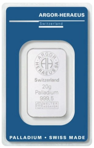 Lingot de Palladium 20g Argor-Heraeus