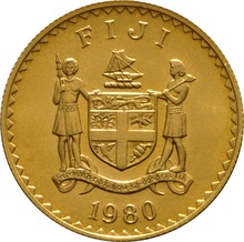 200 dollars en or - 10 ans d'indépendance des Fijis -1980