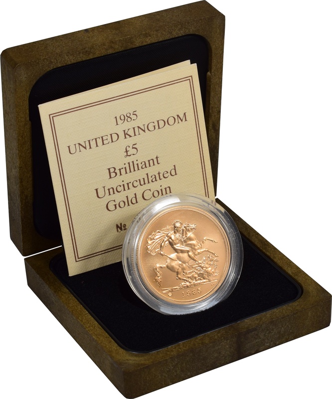 Brilliant Uncirculated Gold 1985 Five Pound Sovereign