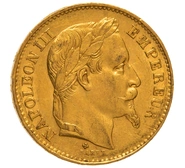 Pièce 20 Francs Or Napoléon III Tête Laurée 1868 BB