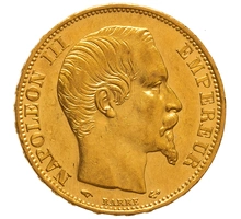 Pièce 20 Francs Or Napoléon III Tête Nue 1859 A