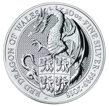Royal Mint Queen's Beasts Argent 10 Onces le Dragon Rouge en Coffret