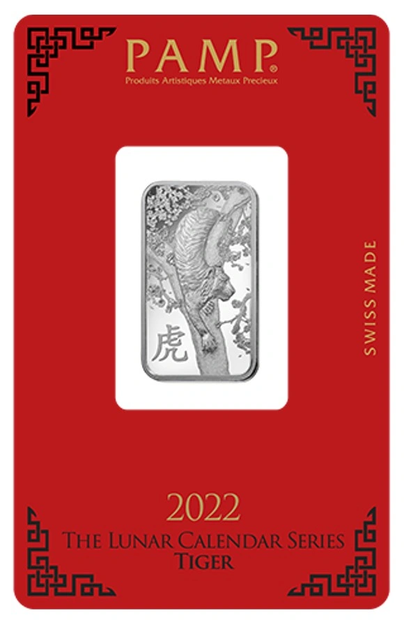 Lingot d'Argent 10g Pamp 2022 Année du Tigre