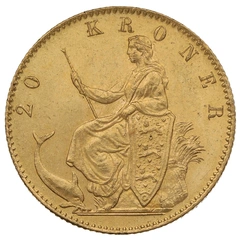 Pièce 20 Kroner Or Danois Christian IX