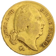 20 Francs Or Louis XVIII Tête Nue 1817 A