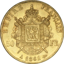 Pièce 50 Francs Or Napoléon III Tête Laurée