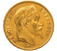 Pièce 20 Francs Or Napoléon III Tête Laurée 1868 A