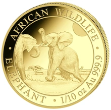 Pièce Éléphant Somalien Or 1/10 Once 2024
