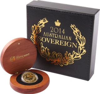 Pièce Souverain Or Australien 2014 BE en Boîte