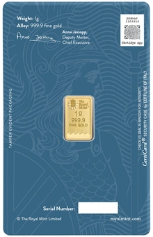 Lingot d'Or 1g Royal Mint Britannia