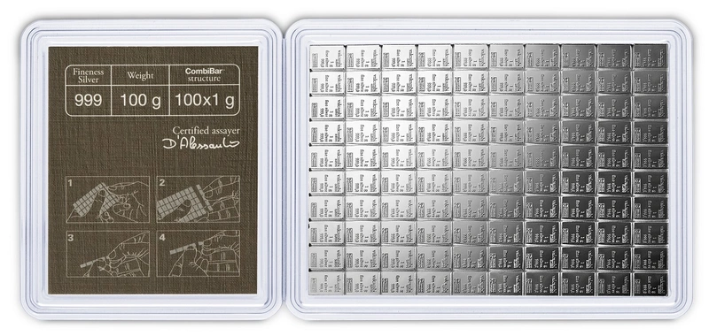 Tablette Argent 100g (100 x 1g)