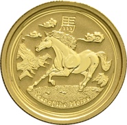 Pièce d'or Année du cheval d'un quart d'once de la Perth Mint 2014