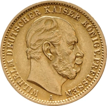 Pièce 20 Mark Or Allemand Wilhelm I 1871 à 1878