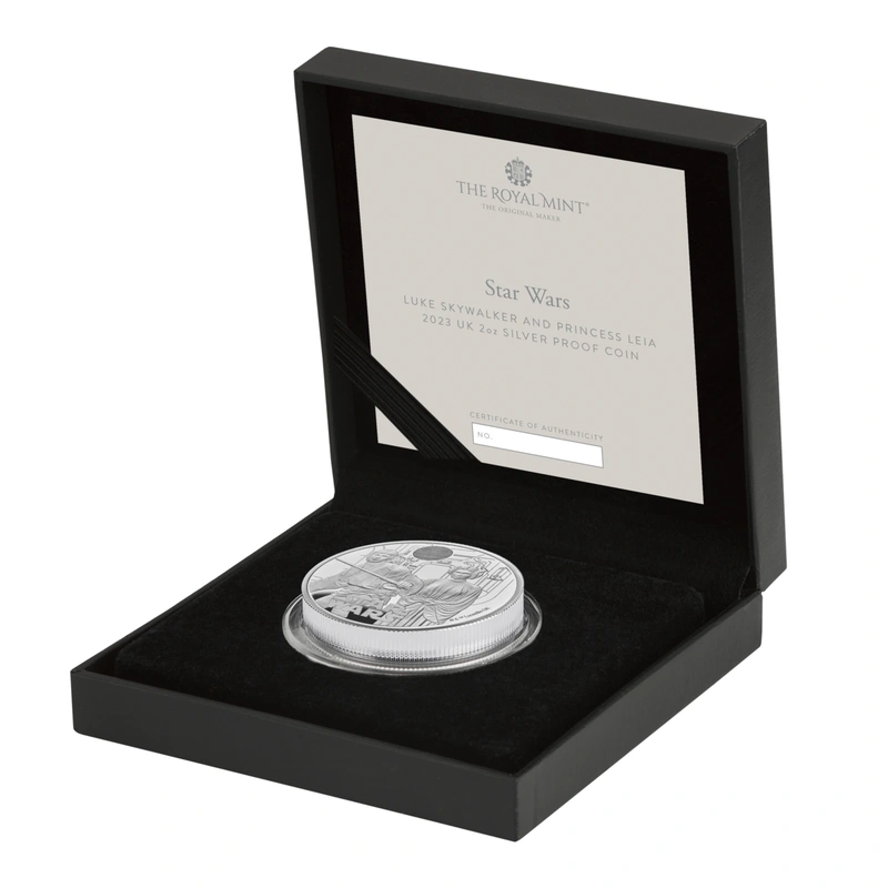 Star Wars Coffret Belle épreuve Pièce Argent 2 onces Luke Skywalker et Princesse Leia 2023