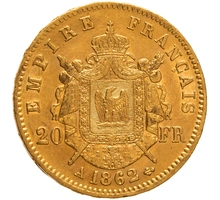 Pièce 20 Francs Or 1862 Napoléon III A