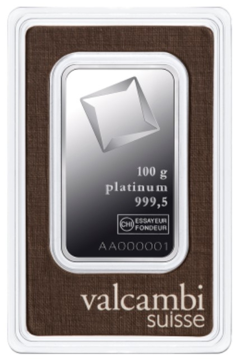 Lingot de platine 100 grammes - Valcambi