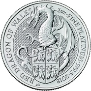 Collection Royal Mint Queen's Beasts de 1 once en platine 2018 - Dragon Rouge