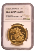 1985 - Pièce d'Or de 5 £ (Quintuple Souverain) NGC PF68