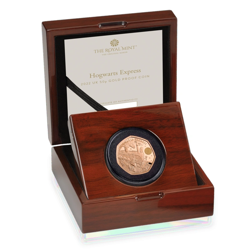 Pièce 50 Pence Or 2022 25ème Anniversaire de Harry Potter Le Poudlard Express en Boîte