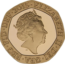Pièce 20p Pence Or 2015 Pièce Royal Shield 5ème Portrait BE