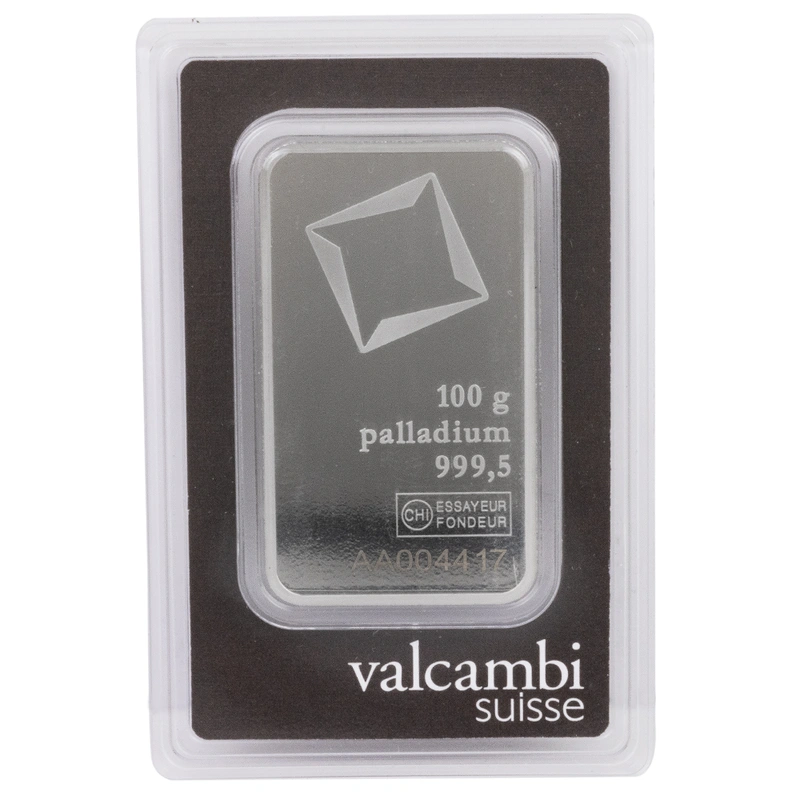 Lingot de Palladium Valcambi 100g