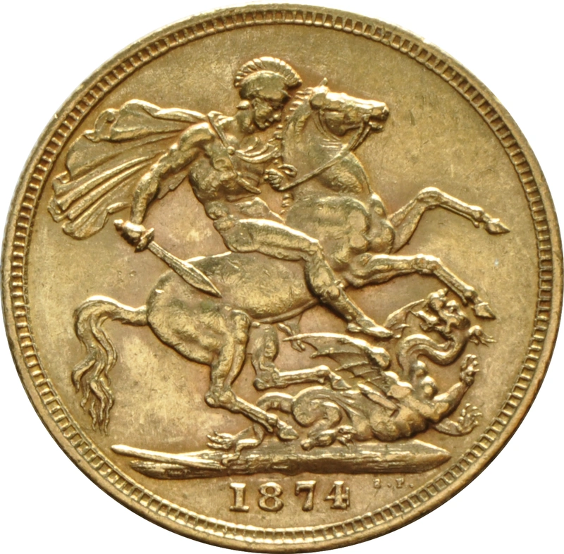 Pièce Souverain Or Victoria Tête Jeune 1874 (M)